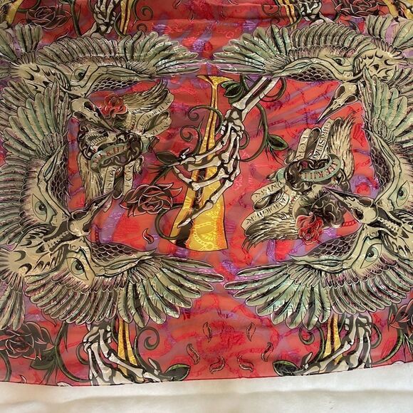 NWT Christian Audigier 100%silk multi color extra large scarf - Picture 9 of 13